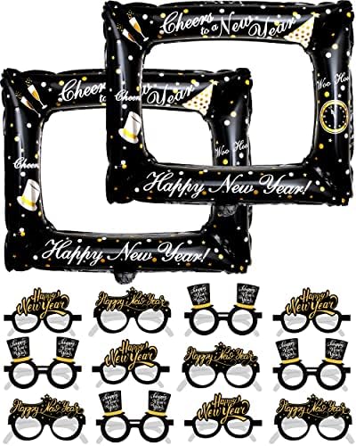 משקפיים שנה טובה 2023 | מסגרת תא הצילום של ערב השנה החדשה | משקפי ערב השנה החדשה | משקפי מסיבה לשנה